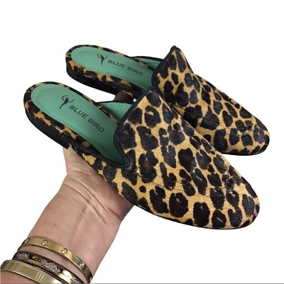Blue Bird Pony Hair Leopard Print Mules Size 6 - Picture 5 of 10